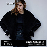 MO&Co;. 摩安珂 23冬机车风仿皮毛一体立领袢扣夹克MBC4JKTT02 黑色 S/160