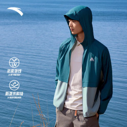 anta安踏轻壳防晒衣大地之壳户外男子防泼水抗紫外线梭织运动连帽外套