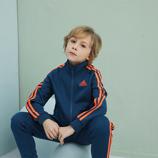 阿迪达斯儿童运动套装户外休闲夹克长裤两件套 蓝/橘 152