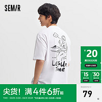 森马（Semir）短袖T恤男2024夏季中性风漫画印花上衣小众设计感装 漂白10007 170/88A/M