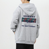 Deerway 德尔惠 男士连帽卫衣春秋季2024新款宽松开衫户外运动外套衣服青少年