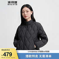 波司登2024春季女短款时尚百搭休闲菱形格基础轻暖羽绒服B40131014 黑色8056 200/116A