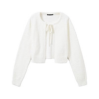 SPAO韩国同款2024年春季女士时尚系带纯色开衫毛衣SPCKE12W94 乳白色 S
