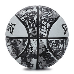 SPALDING 斯伯丁 官方篮球街头涂鸦学生橡胶黑灰色耐磨花球七7号蓝球84-375Y