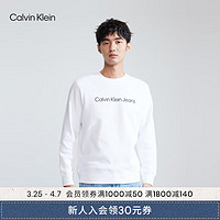 Calvin Klein Jeans春秋男士休闲简约字母印花舒适抓绒圆领卫衣J319917 BEH-太空黑 M