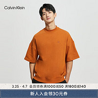 Calvin Klein  Jeans春秋男士休闲简约字母刺绣舒适宽松短袖卫衣40JM231 GQT-骆驼棕 S