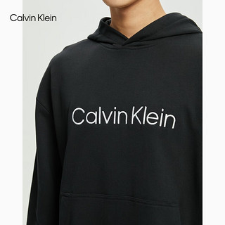 Calvin Klein  Jeans春秋男士时尚纯棉简约刺绣字母连帽套头卫衣40H_M231 001-黑色 M  （130-150斤）