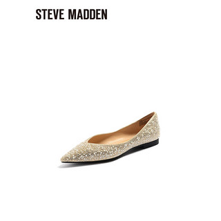 STEVE MADDEN/思美登春夏气质钻面婚鞋尖头平底单鞋女 STARES 金色 39