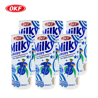 OKF韩国 牛奶苏打饮料250ml*6罐  细腻气泡 夏日饮品
