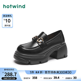 hotwind 热风 2024年春季女士时尚简约英伦风小皮鞋通勤一脚蹬气质乐福鞋 01黑色（H02W4563） 36
