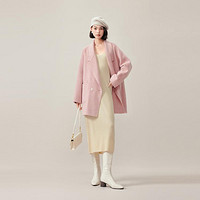 eifini 伊芙丽 西装领设计感茧型小个子双面羊毛呢大衣女气质外套