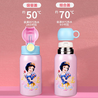 迪士尼（Disney）儿童保温杯双盖吸管杯316不锈钢儿童水杯子女水壶570ML公主