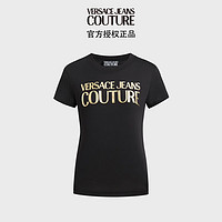 范思哲Versace Jeans Couture24春夏女士经典LOGO印花短袖T恤 黑色 S