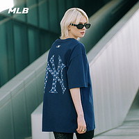MLB 官方 男女情侣老花系列运动T恤大logo休闲短袖24夏季新款TSM03
