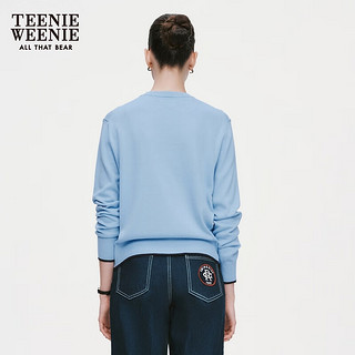 Teenie Weenie【含桑蚕丝】小熊2024年柔软亲肤针织开衫空调衫薄款 蓝色 175/XL