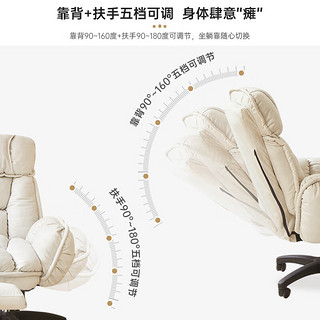 积木部落（jimubuluo）电脑椅家用懒人沙发椅舒适办公椅子电竞沙发椅人体工学家用学习椅 米灰色+脚踏 科技布
