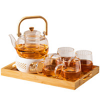 匠序 耐热玻璃茶壶套装家用日式茶具蜡烛台加热保温花茶壶煮茶炉暖茶器