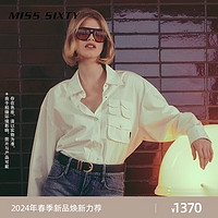 MISS SIXTY2024春季长袖衬衫女复古工装风口袋宽松中长款纯色 白色 XS