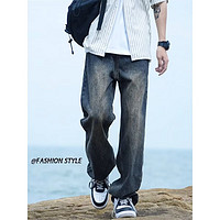 JIKADI 纪卡迪 美式复古重磅直筒牛仔长裤