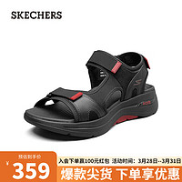 SKECHERS 斯凯奇 时尚休闲男士凉鞋229021 黑色/红色/BKRD 43.5