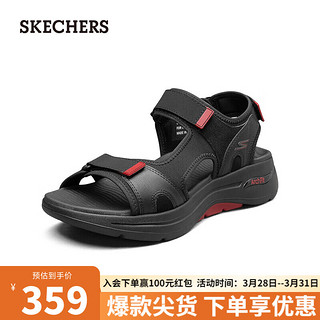 SKECHERS 斯凯奇 时尚休闲男士凉鞋229021 黑色/红色/BKRD 43.5