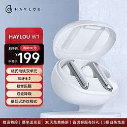 HAYLOU 嘿喽 W1圈铁真无线蓝牙耳机 入耳式音乐游戏运动耳机 通话降噪 通用苹果OPPO华为手机 W1蓝牙耳机