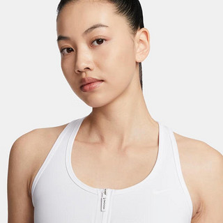 耐克（NIKE）SWOOSH 女子中强度支撑速干衬垫前拉链运动内衣 FN2732-100 L