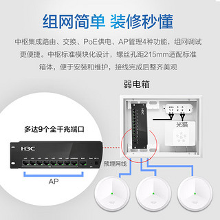 华三（H3C）全屋WiFi套装 5G分布式企业级千兆网络覆盖办公大户型物联网450㎡ 3个吸顶AP+8口POE管理器