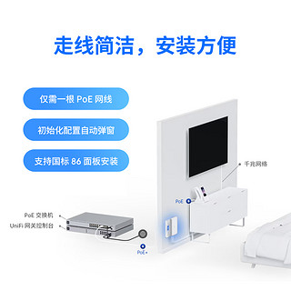 UniFi U6-IW/UAP-IW-HD/UAP-AC-IW面板AP双频WiFi6/带PoE交换机/多台组网全屋无线漫游Ubiquiti优倍快UBNT