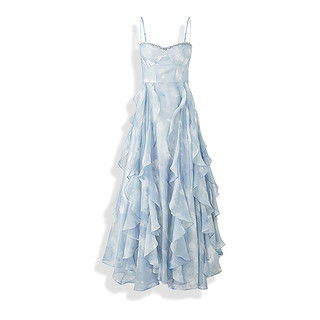 芊姿芊雅 今年流行的漂亮裙子大码2024胖mm显瘦减龄法式蓝色连衣裙春天