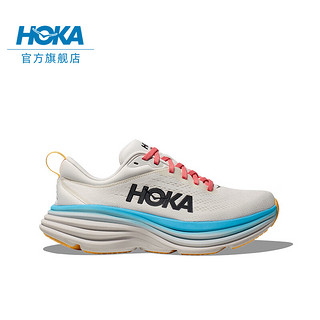 HOKA ONE ONE女款夏季邦代8公路跑鞋BONDI 8轻盈缓震回弹舒适防滑 【】香槟白/泳池蓝 38 【】香槟白/泳池蓝 （3月15日 10点发售）