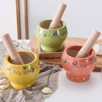 烤适 陶瓷捣蒜器蒜泥器大蒜压蒜器蒜蓉捣碎捣药罐家用研磨器手动蒜臼子