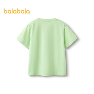 巴拉巴拉男童短袖T恤2024夏女童纯棉宽松亲子装 粉绿A41409 140cm