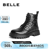 BeLLE 百丽 休闲靴子男鞋冬季商场同款牛皮时尚马丁靴加绒8CP01DD3