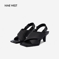 百亿补贴：NINE WEST 玖熙 高跟凉鞋女2023年夏季新款交叉绑带回旋跟粗跟凉鞋