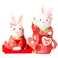 药师窑 日本药师窑和服兔子摆件陶瓷装饰可爱生日礼品桌面车载