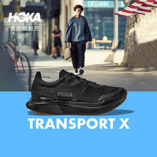 HOKA ONE ONE男女款夏季TRANSPORT X碳板公路跑鞋畅驰X 缓冲 黑色/黑色 40.5