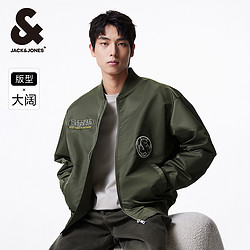 JACK&JONES 杰克琼斯 情侣飞行员夹克短款棉服美式新款宽松棒球服棉衣外套男装