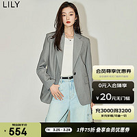 LILY 2024夏女装都市通勤气质时尚百搭简洁一粒扣休闲西装外套 509深灰 M