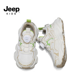 Jeep吉普童鞋儿童网面透气运动鞋2024春季男女童低帮厚底老爹鞋 米绿 37码 鞋内长约23.6cm