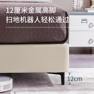 慕思（de RUCCI）皮床 意式齐边床双人床 米兰之梦（黑色皮床+乳胶床垫) 1.5*2m