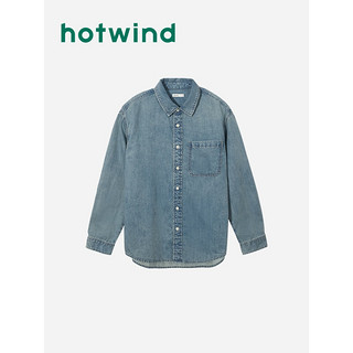 热风（Hotwind）2024年春季男士牛仔衬衫 06兰色 XL