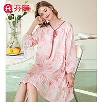 FENTENG 芬腾 睡衣女士纯棉花卉V领长袖家居服裙子Q9FX25790865