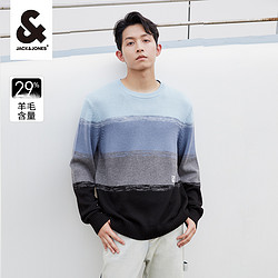 JACK&JONES 杰克琼斯 秋冬新款男士毛衣上衣百搭潮字母刺绣渐变圆领针织衫男装