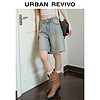 URBAN REVIVO 女士美式复古休闲磨毛须边牛仔短裤 UWV840094 蓝色 25