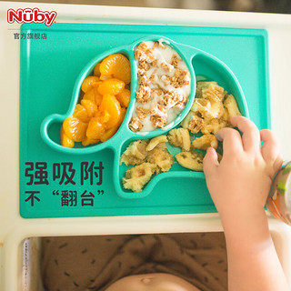 NUBY（努比）宝宝硅胶餐盘卡通吸盘分格一体式儿童学吃饭防摔辅食碗 考拉