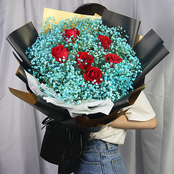 花姿上品鲜花速递满天星玫瑰花束送女友生日礼物全国同城配送