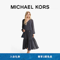 MICHAEL KORS迈克高仕【春季】女士 V 领波点长袖连衣裙 藏青色/白色 409 M