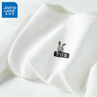 真维斯华夫格短袖t恤男2024夏装宽松小众设计感半袖上衣GW 白#ZS小兔子标 XL