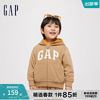 Gap男女婴童春季2024LOGO经典字母插袋连帽外套卫衣890199 卡其色 100cm(2-3岁)偏小，选大一码